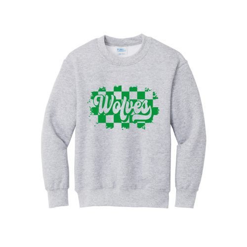 Wolves Checkered Adult Crewneck