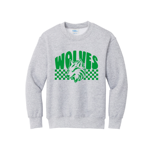 Wolves Checkered Youth Crewneck