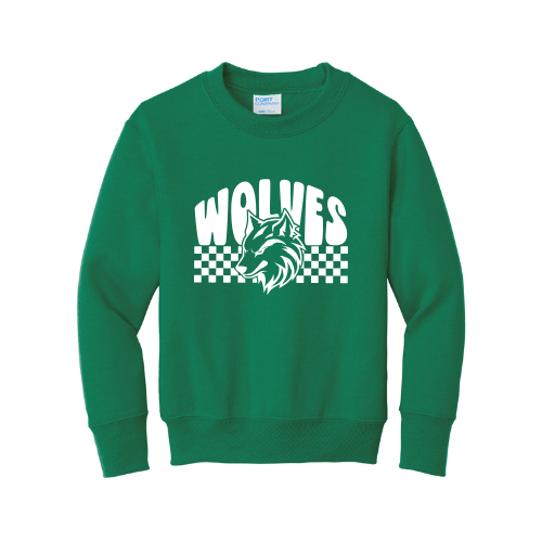 Wolves Checkered Adult Crewneck