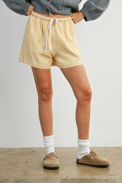 Casual Striped Drawstring Shorts