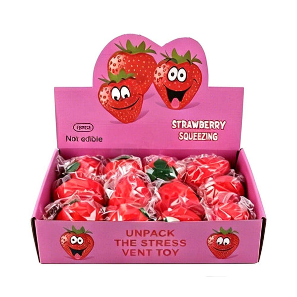 12PCS - Strawberry Squeeze Squishy Stress Relief Toy