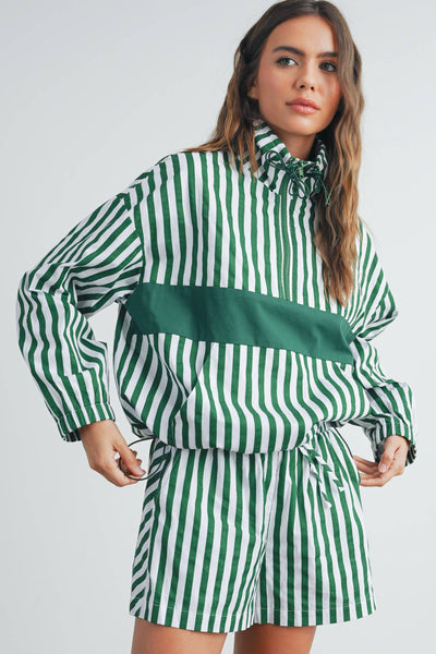 Striped Drawstring Pocket Boxer Shorts