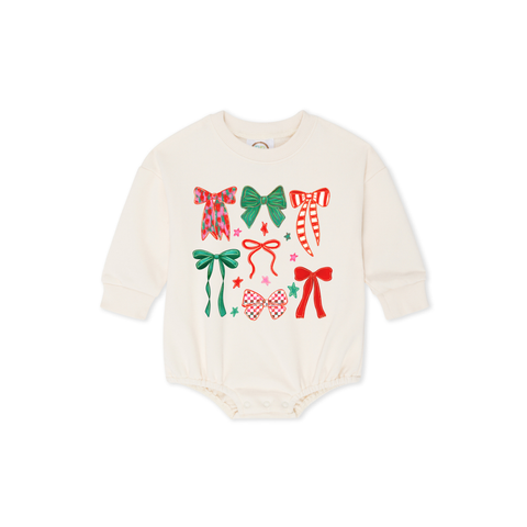 Christmas Bows Bubble Romper