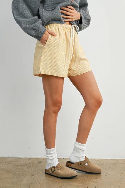 Casual Striped Drawstring Shorts
